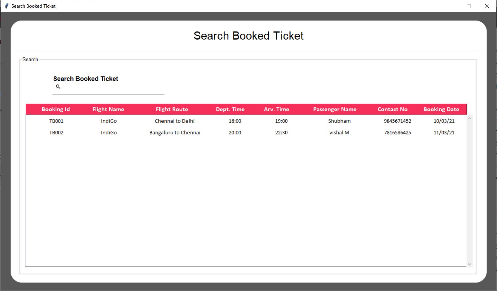 Booked Flight