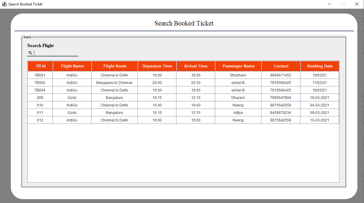 Booked Flight