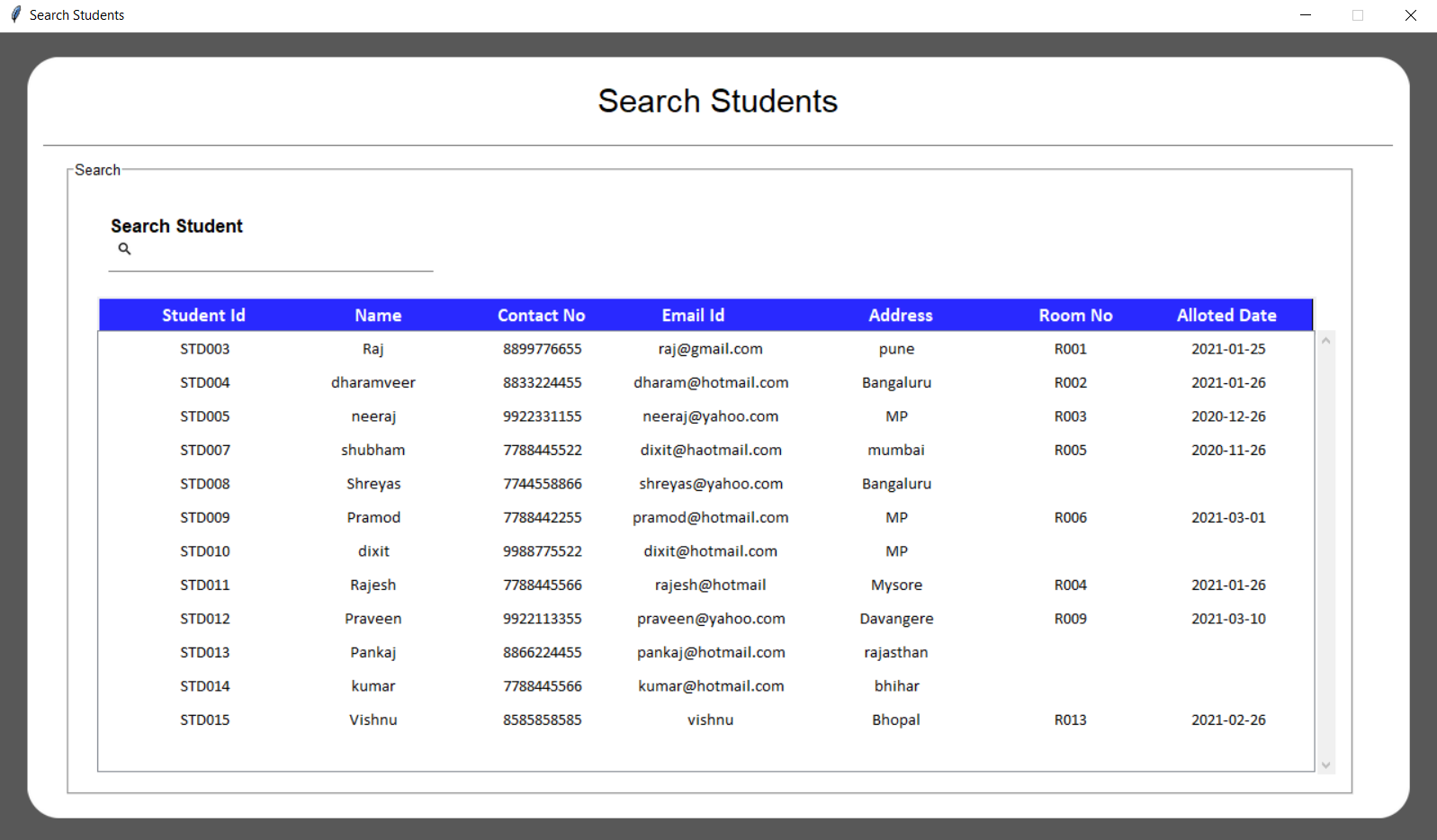 Search Student