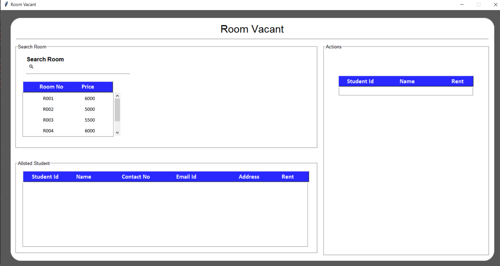 Room Vacant