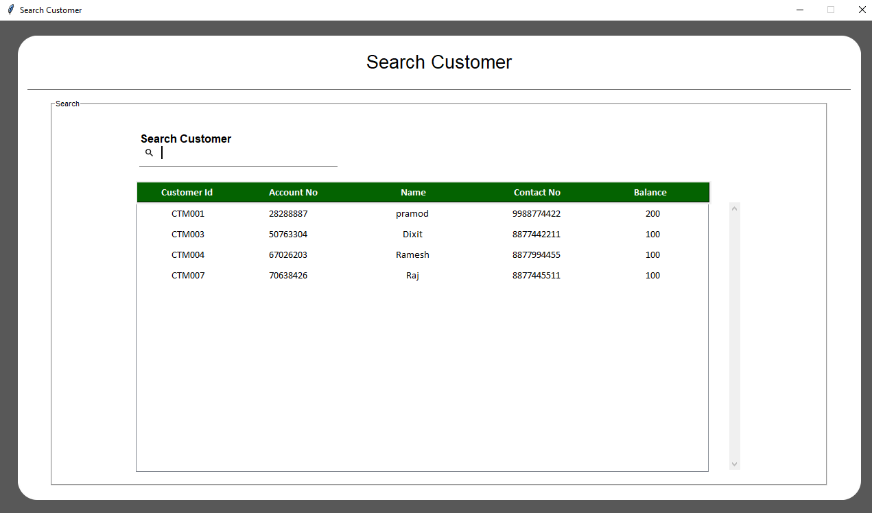 Search Customer